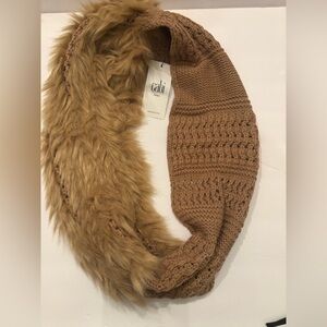 Cabi-Duchess Tan Knit and Faux Fur Infinity Scarf